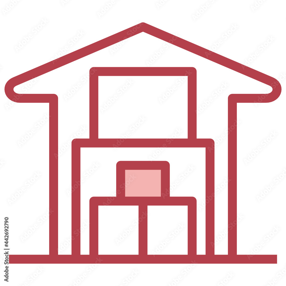 Order And Shipping_warehouse red line icon,linear,outline,graphic,illustration Order And Shipping_warehouse red line icon,linear,outline,graphic,illustration