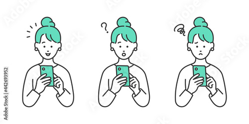 スマートフォンを操作する女性