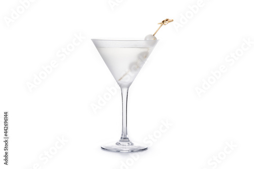 Fotografie Gibson martini cocktail with onions isolated on white background