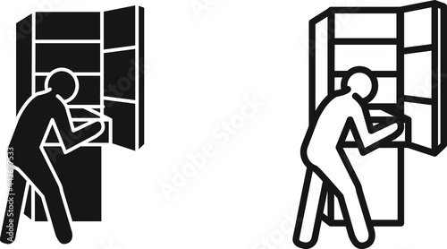 Empty fridge icon , vector