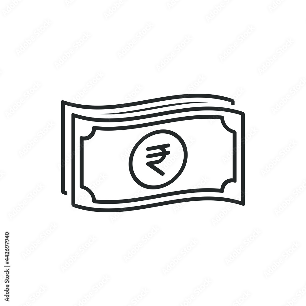 Rupee cash icon. Money symbol. Currency sign isolated on white background. Vector illustration Rupee cash icon. Money symbol. Currency sign isolated on white background. Vector illustration