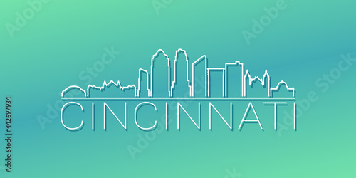 Cincinnati, OH, USA Skyline Linear Design. Flat City Illustration Minimal Clip Art. Background Gradient Travel Vector Icon.