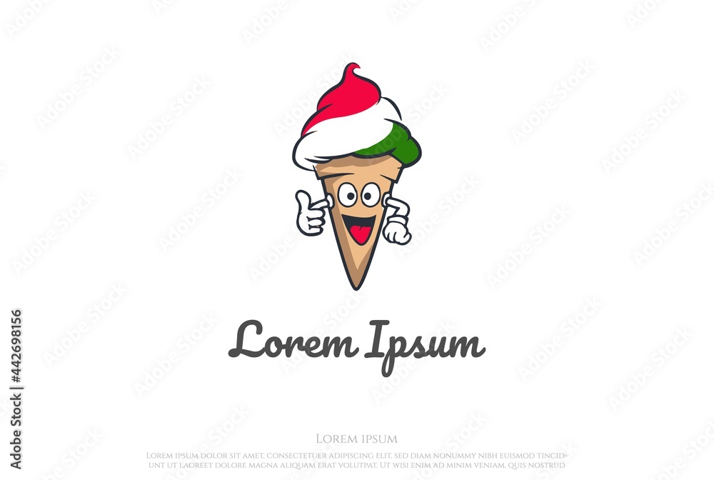 Italian Gelato Ice Cream Mascot Character Logo Design Vector Italian Gelato Ice Cream Mascot Character Logo Design Vector
