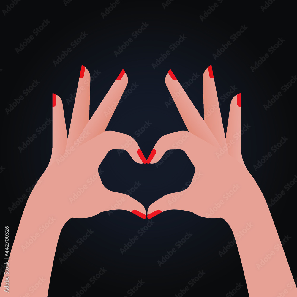 Modern Flat Vector Concept Illustrations. Social Media Ads with Hand Gesture Heart Symbol. Poster Concept. Web Banner. Modern Flat Vector Concept Illustrations. Social Media Ads with Hand Gesture Heart Symbol. Poster Concept. Web Banner.