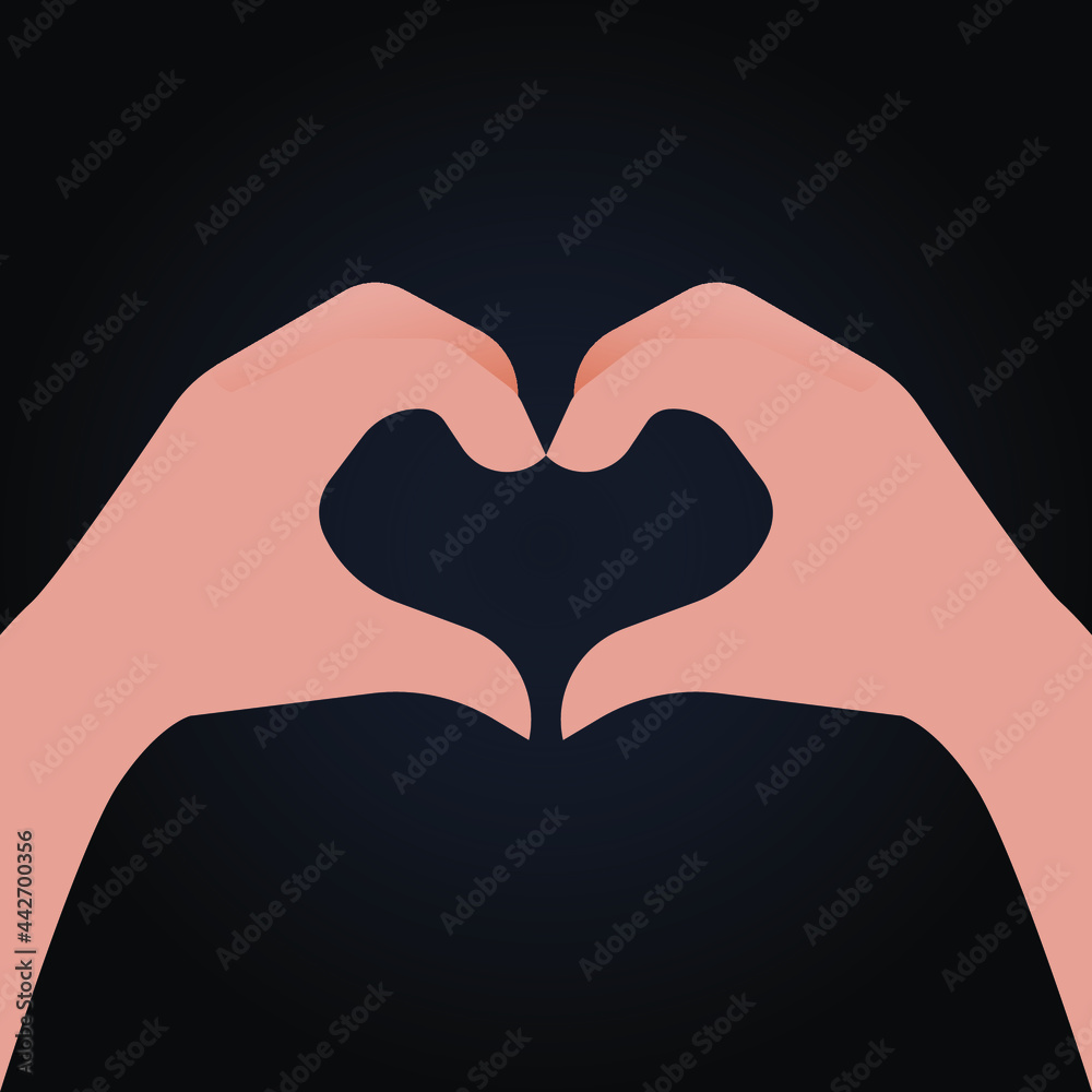 Obraz premium Modern Flat Vector Concept Illustrations. Social Media Ads with Hand Gesture Heart Symbol. Poster Concept. Web Banner.