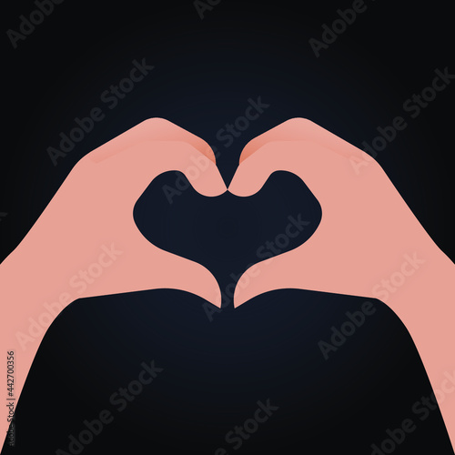 Modern Flat Vector Concept Illustrations. Social Media Ads with Hand Gesture Heart Symbol. Poster Concept. Web Banner.