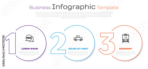 Set line Taxi call telephone service, Car and Train. Business infographic template. Vector