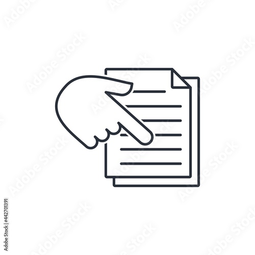 Appendix to the document, additional rules, instructions. Vector linear icon isolated on white background.