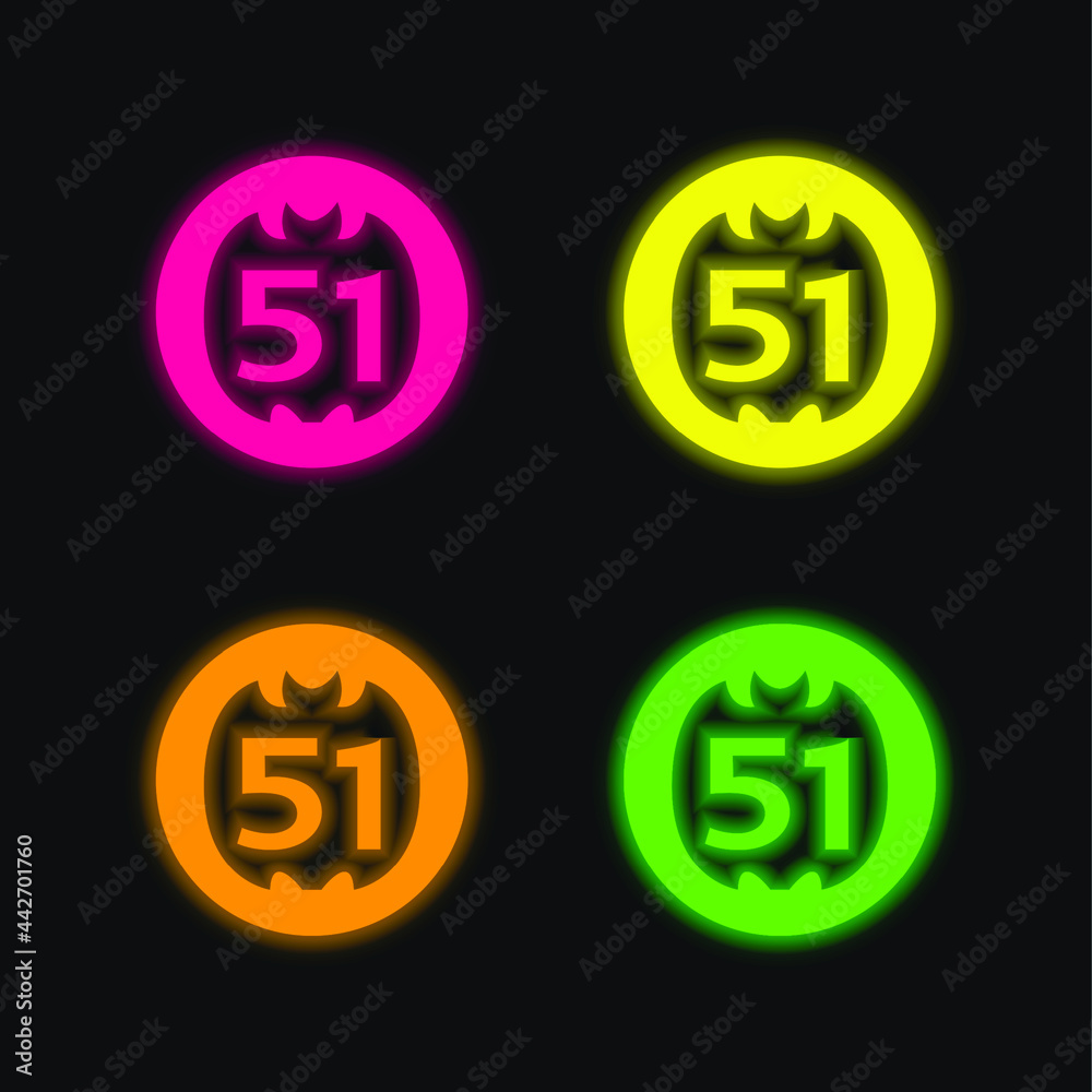 51 On Social Logo four color glowing neon vector icon