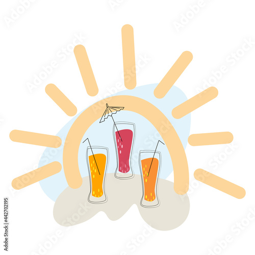 summer print with juices and drinks 