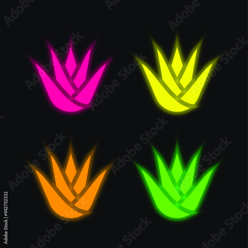 Agave four color glowing neon vector icon
