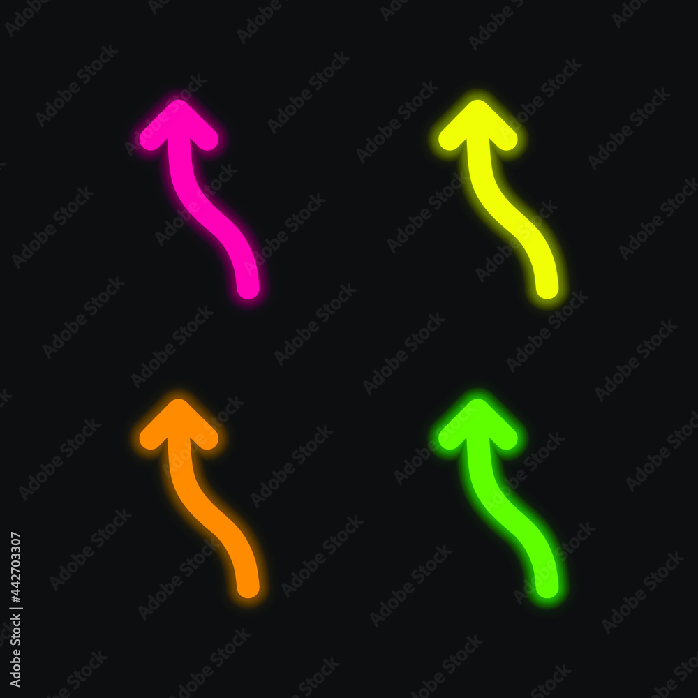 Arrow Wave Pointing Up four color glowing neon vector icon Arrow Wave Pointing Up four color glowing neon vector icon