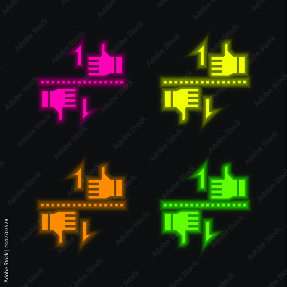 Benchmark four color glowing neon vector icon