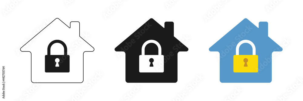 Home security icons set. Protection concept. Web design Home security icons set. Protection concept. Web design