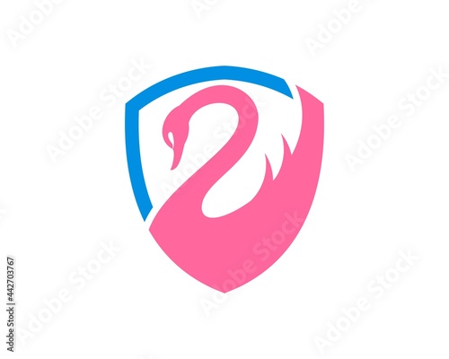 Simple shield with pinky swan inside