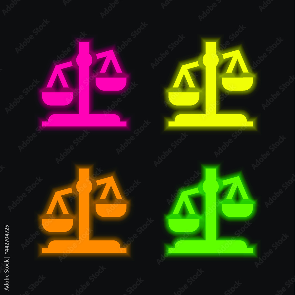 Fototapeta premium Balance four color glowing neon vector icon