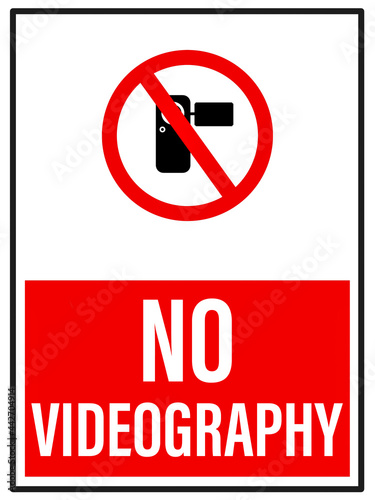 No Videography allowed, videography restriction symbol, illustration image