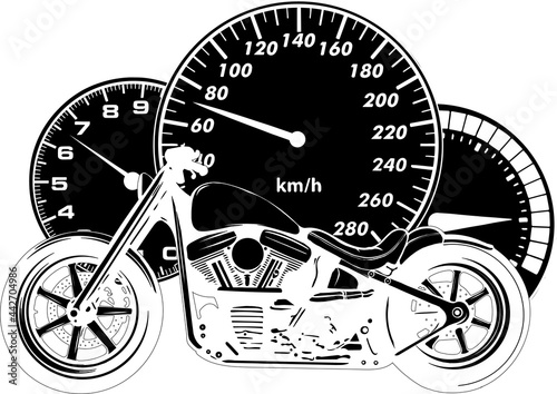 custom Motorcycle with speedometer vector illustration design
