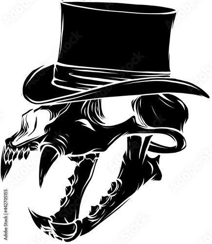 vector illustration of skull of tiger with hat