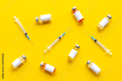Vaccine vial dose with with syringe. Vaccination concept