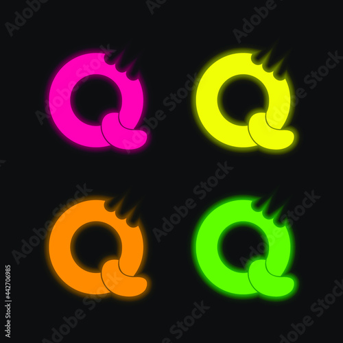 Bisquits Logo four color glowing neon vector icon