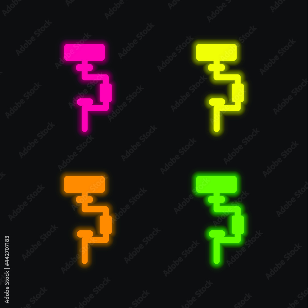 Brace four color glowing neon vector icon