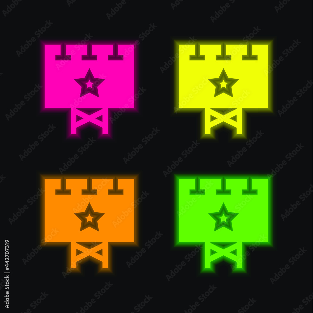 Fototapeta premium Billboard four color glowing neon vector icon