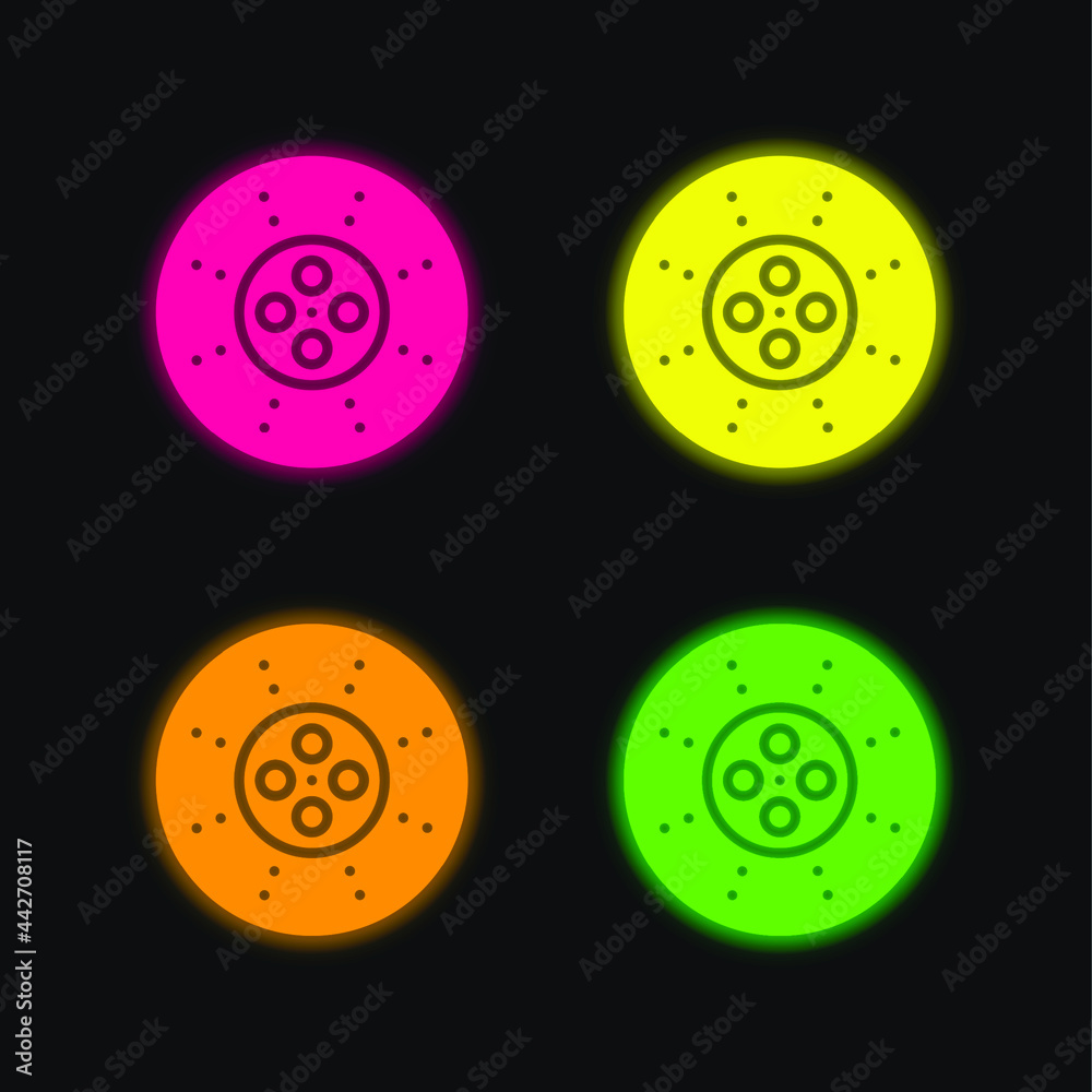 Fototapeta premium Break four color glowing neon vector icon