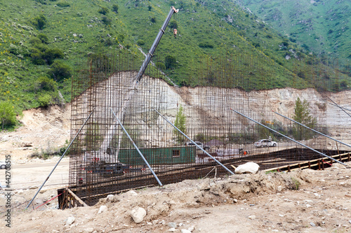 reinforcement frame installed on the construction site