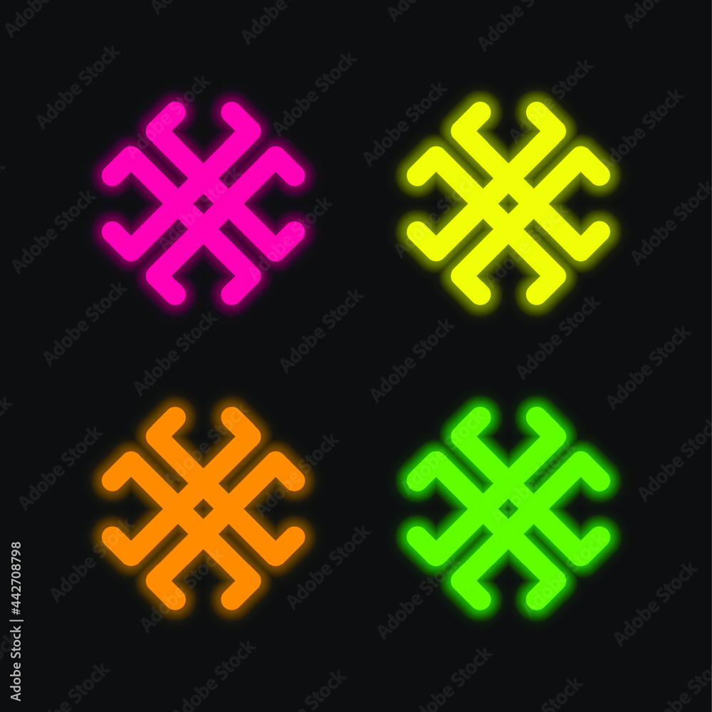 Obraz premium Astrology Symbol four color glowing neon vector icon