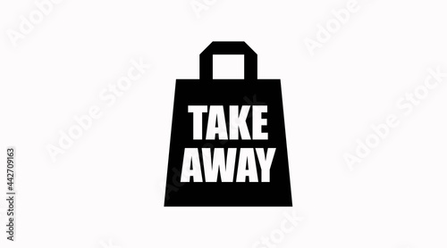 Take Away Icon. Vector flat isolated black and white illustration of a take away bag