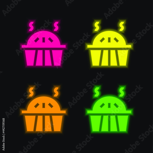 Apple Pie four color glowing neon vector icon