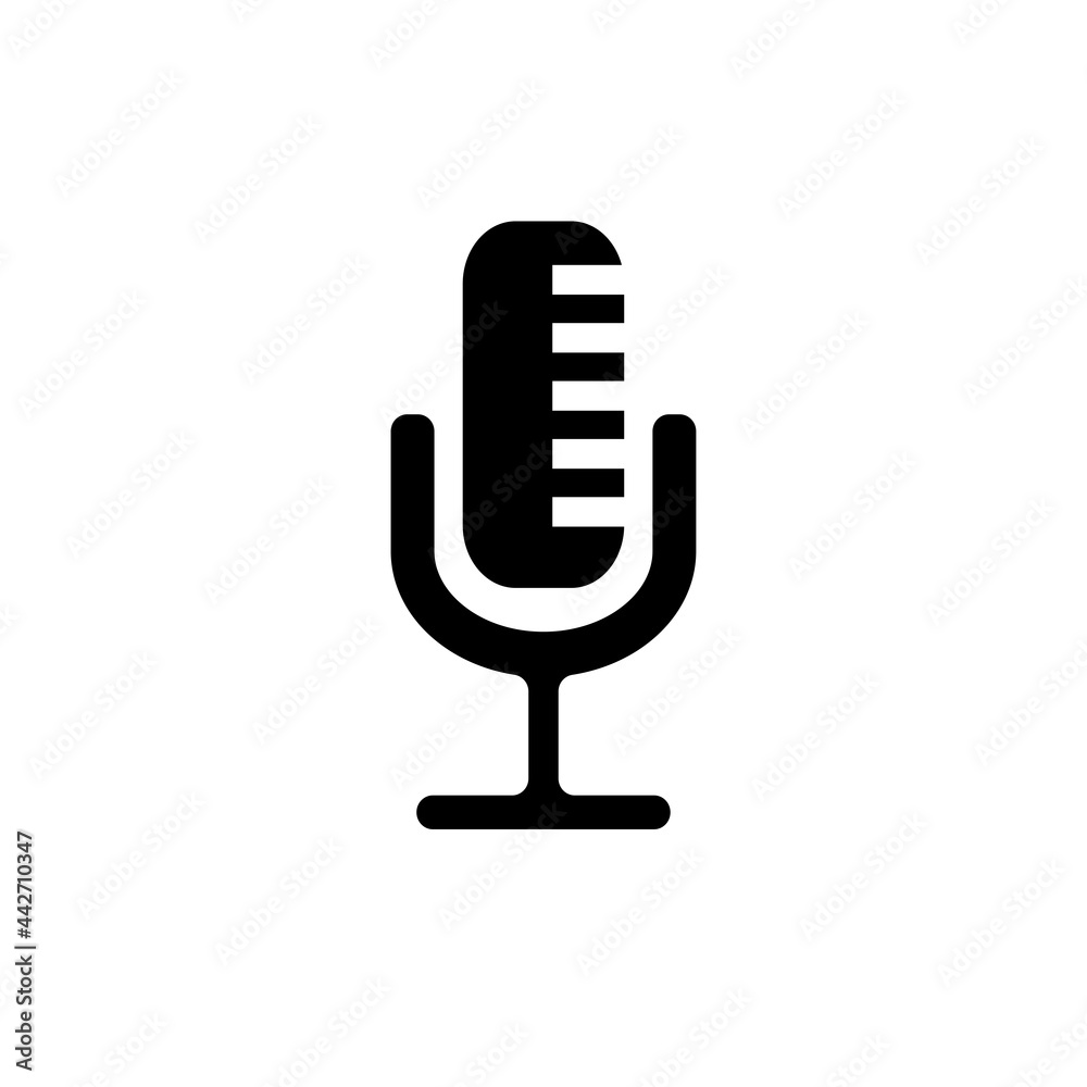 Podcast icon. Audio equipment, black and white broadcasting, computer sigh. Vector illustration. Podcast icon. Audio equipment, black and white broadcasting, computer sigh. Vector illustration.