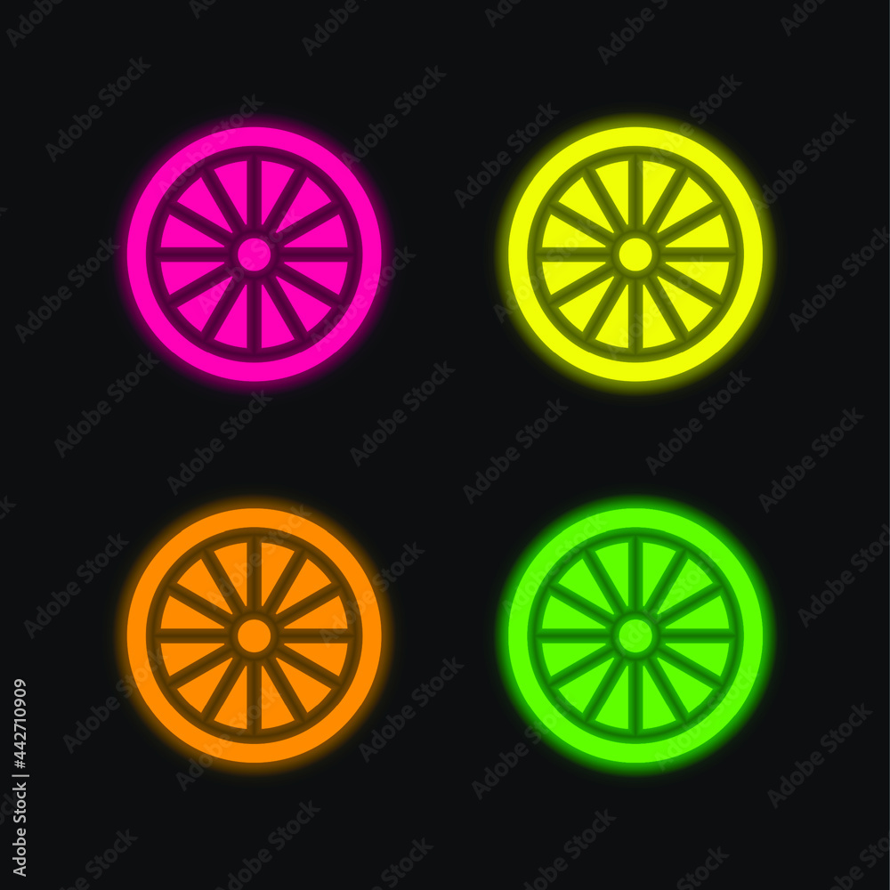 Ashoka four color glowing neon vector icon