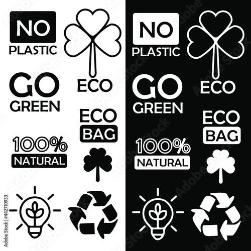 Vector illustration of icons with environmental themes. Isolated image of environmental symbols.