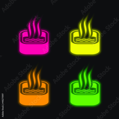 Bath Of Immersion four color glowing neon vector icon