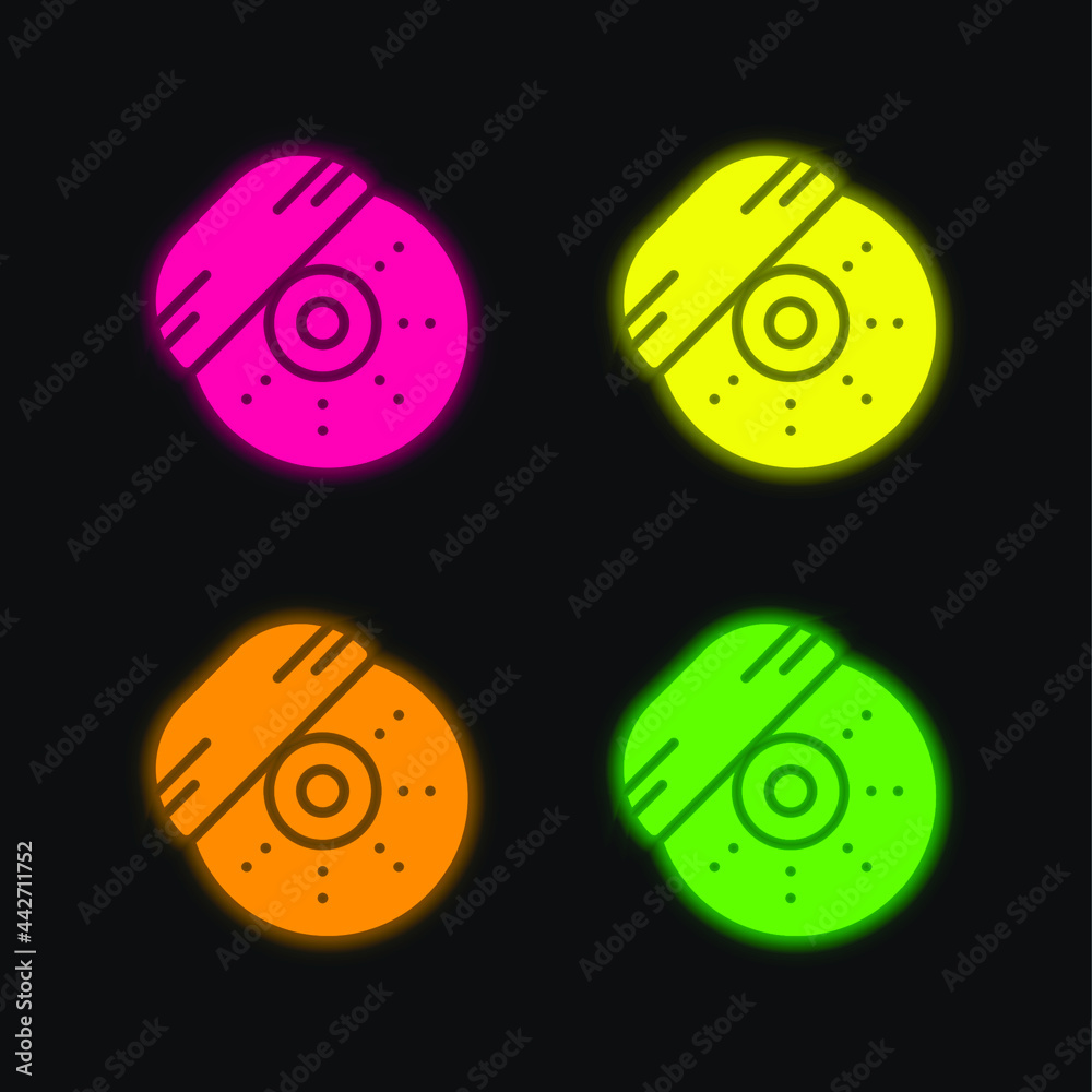 Fototapeta premium Break four color glowing neon vector icon