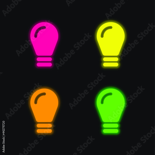 Black Lightbulb four color glowing neon vector icon