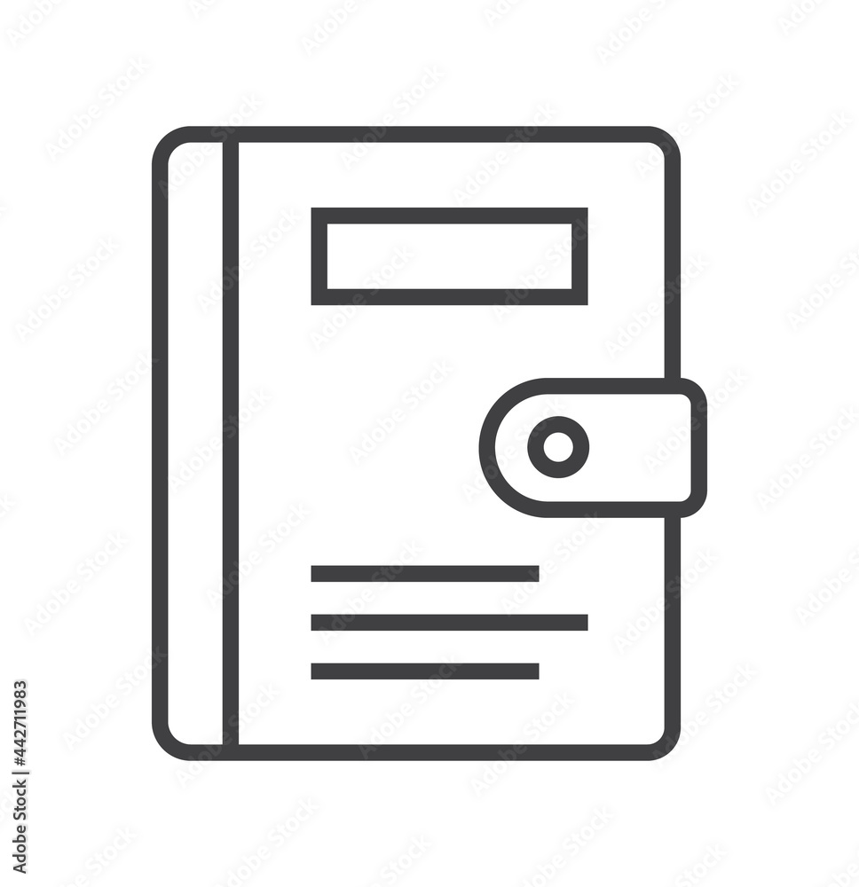 Booklet page icon vector in thin line style. Outline symbol for reference, paper, documents. Booklet page icon vector in thin line style. Outline symbol for reference, paper, documents.