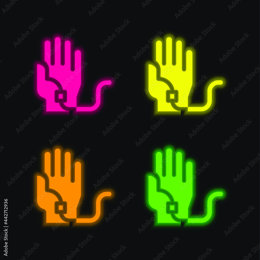 Obraz premium Blood Transfusion four color glowing neon vector icon