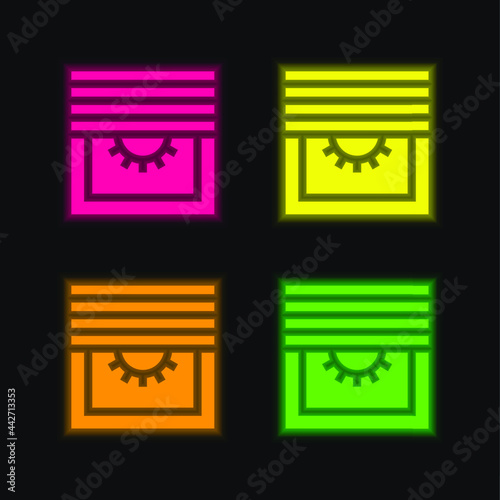 Blinds four color glowing neon vector icon