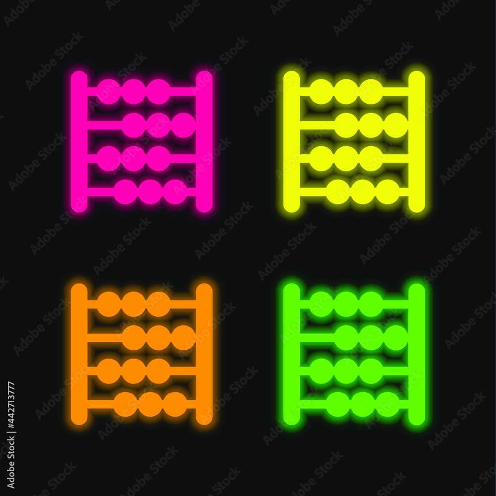 Abacus four color glowing neon vector icon