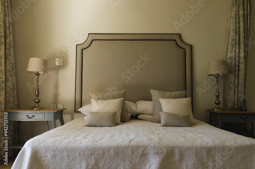 Wallpaper Mural General view of luxury sunny bedroom with large bed and night tables Torontodigital.ca