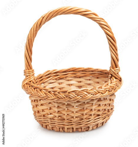 wicker wooden basket isolated on white