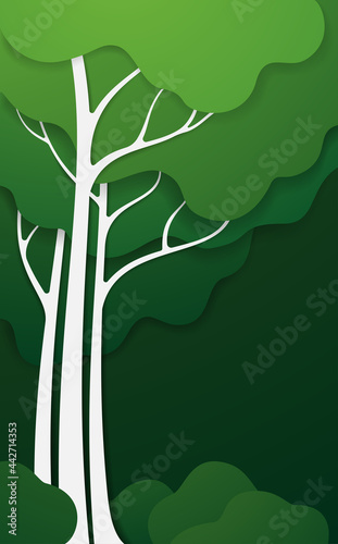 Green and white stilized tree background photo