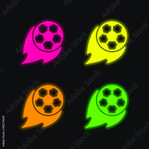 Ball four color glowing neon vector icon