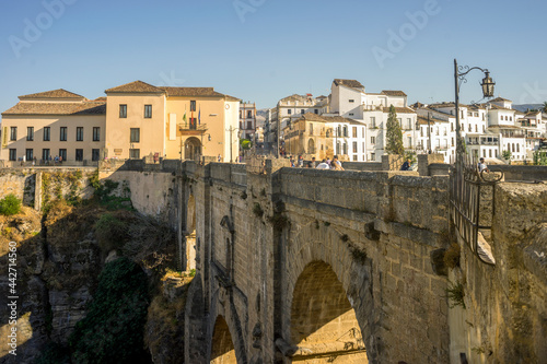 Beautiful view of historic roman bridge in Ronda, Spain