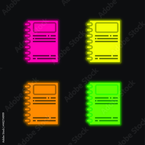 Agenda four color glowing neon vector icon