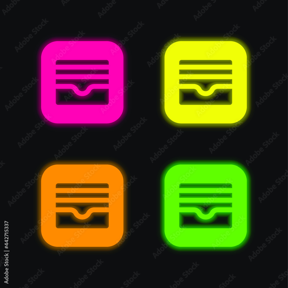 Apple four color glowing neon vector icon