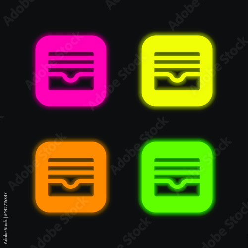 Apple four color glowing neon vector icon
